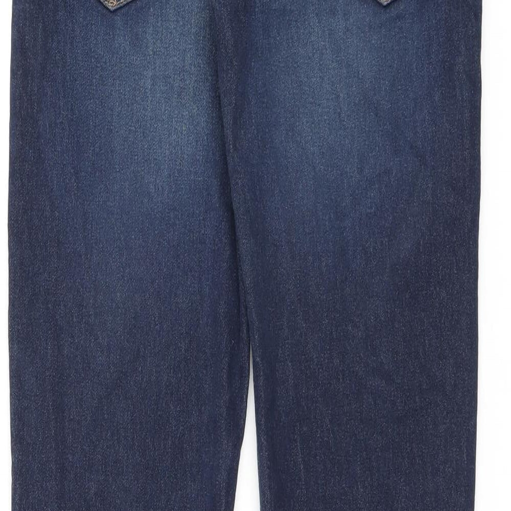 Gap Womens Blue Cotton Straight Jeans Size 16 L30 in Slim Zip