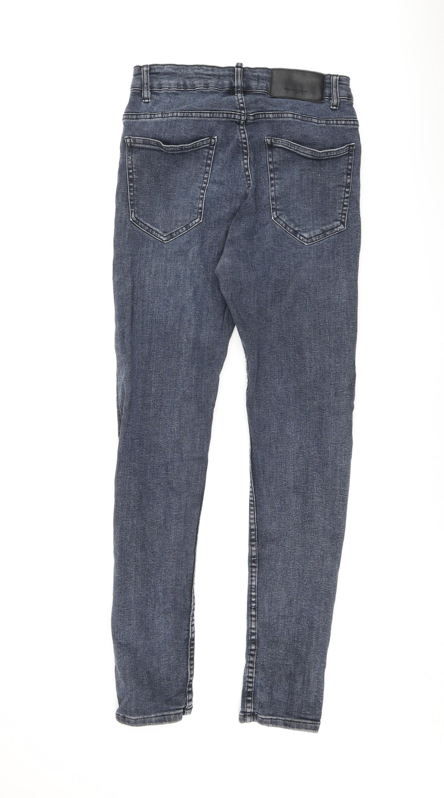 Zara Womens Blue Cotton Skinny Jeans Size 8 L28 in Regular Zip
