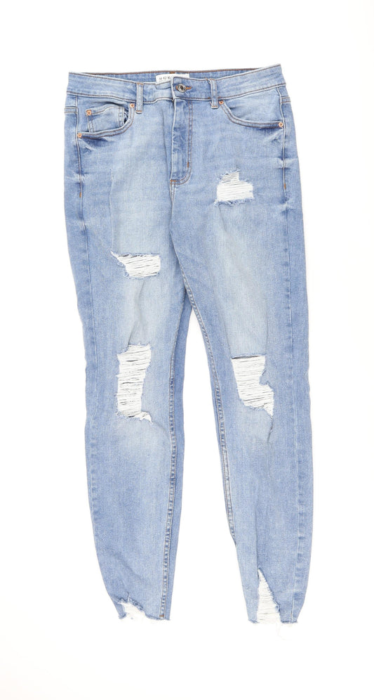 Denim & Co. Womens Blue Cotton Skinny Jeans Size 14 L28 in Regular Zip