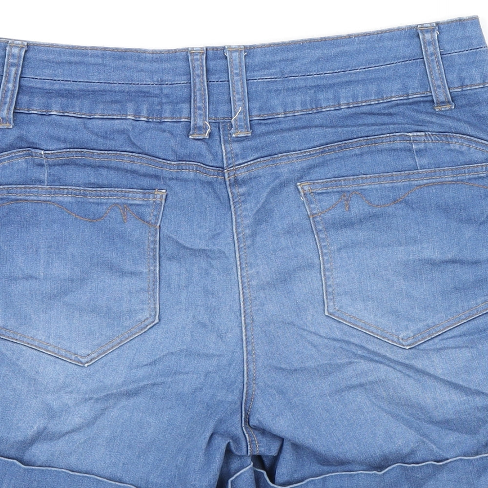 NEXT Womens Blue Cotton Hot Pants Shorts Size 12 L4 in Regular Zip