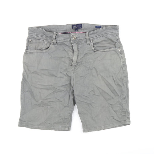 Jack Wills Mens Grey Cotton Chino Shorts Size 32 in L9 in Slim Zip