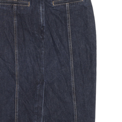 Autograph Womens Blue Cotton A-Line Skirt Size 10 Zip