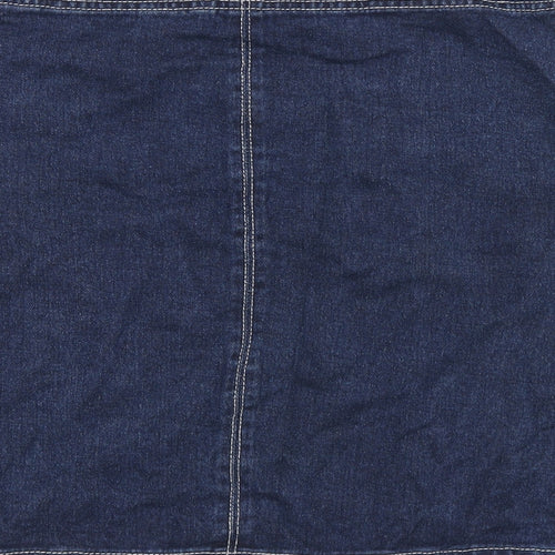 TU Womens Blue Cotton A-Line Skirt Size 12 Zip