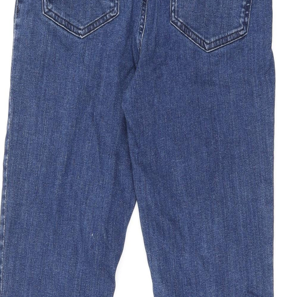 Phase Eight Womens Blue Cotton Straight Jeans Size 12 L24.5 in Regular Zip