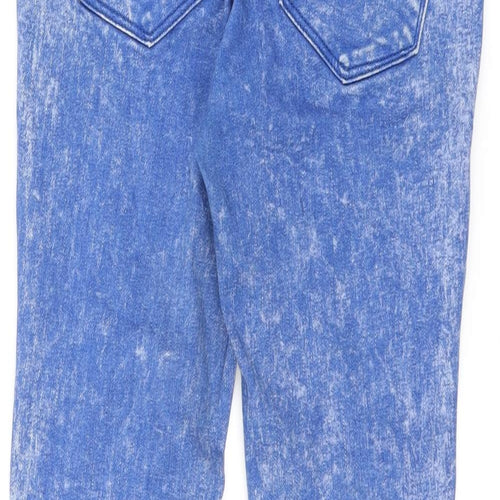 New Look Womens Blue Cotton Skinny Jeans Size 10 L24.5 in Regular Zip - Acid Wash Distressing