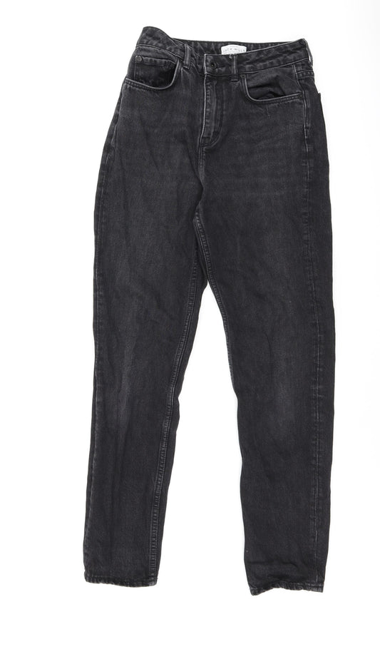 Jack Wills Womens Black Cotton Straight Jeans Size 25 in L27 in Regular Zip