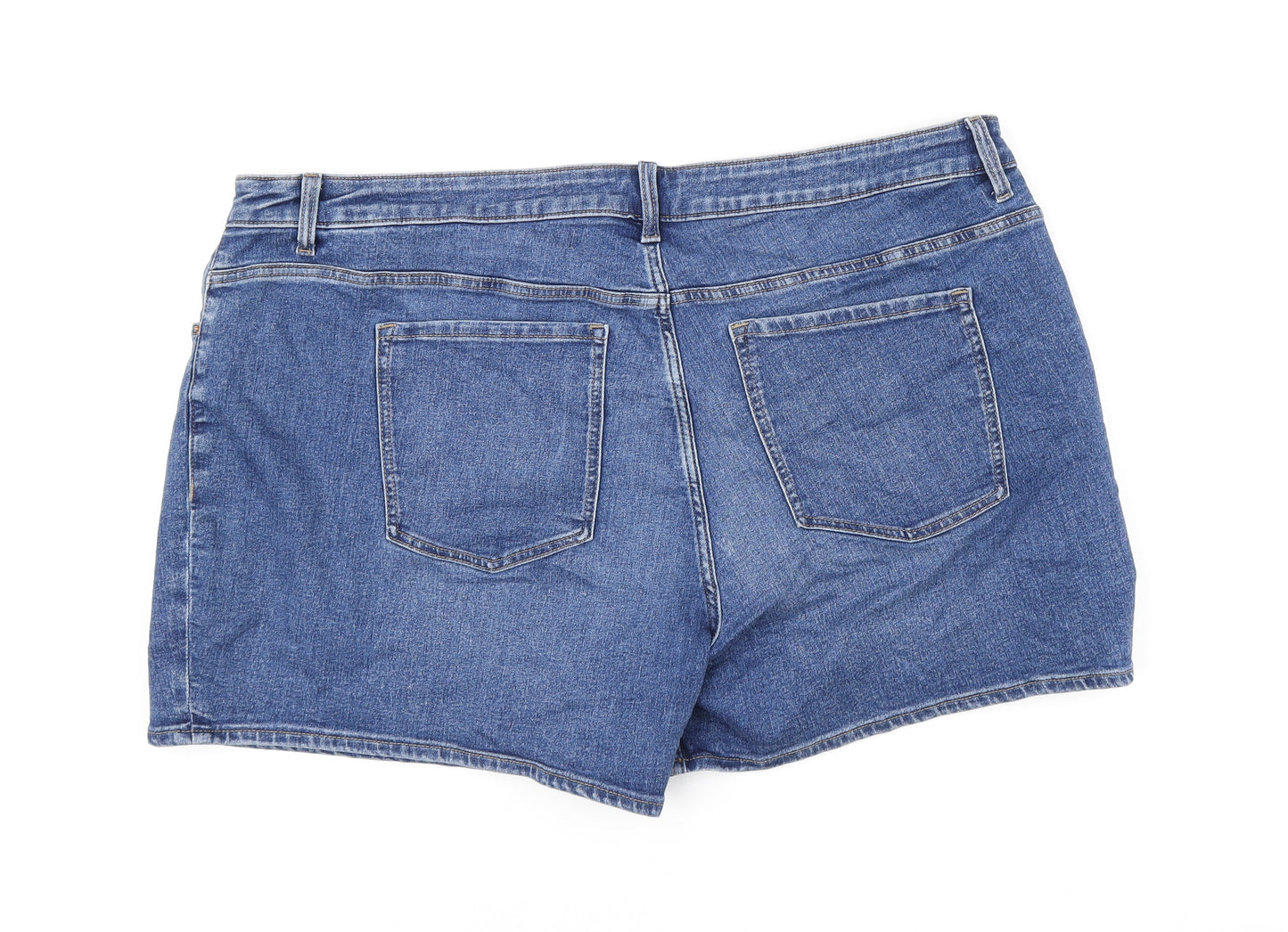 Marks and Spencer Womens Blue Cotton Hot Pants Shorts Size 24 L5.5 in Regular Zip