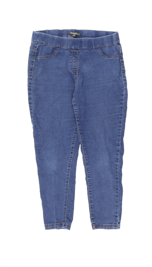 Bonmarché Womens Blue Cotton Jegging Jeans Size 14 L23.5 in Regular