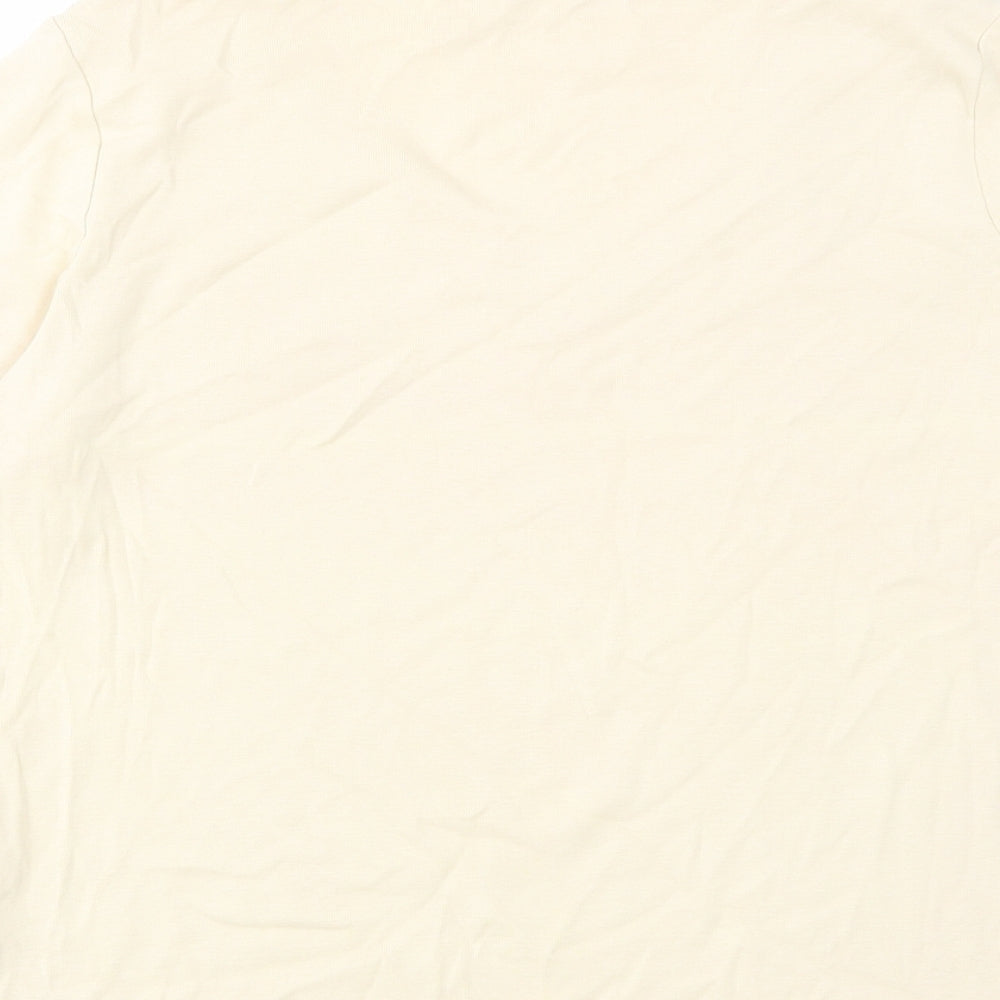 BHS Womens Ivory Cotton Basic T-Shirt Size 16 V-Neck