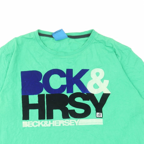 Beck&Hersey Mens Green Cotton T-Shirt Size XL Crew Neck