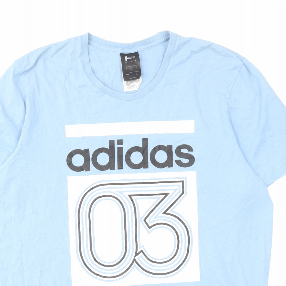 adidas Mens Blue Cotton T-Shirt Size L Crew Neck