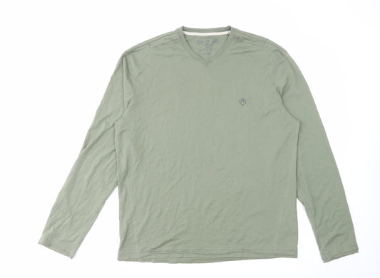 Lumberjack Mens Green Cotton T-Shirt Size XL V-Neck