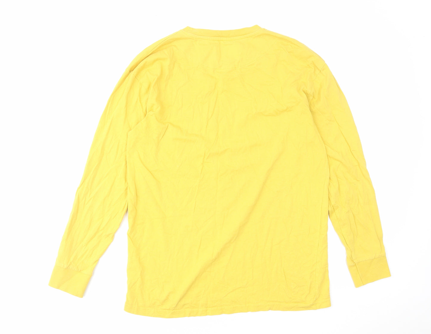 Afterjam Mens Yellow Cotton T-Shirt Size S Crew Neck