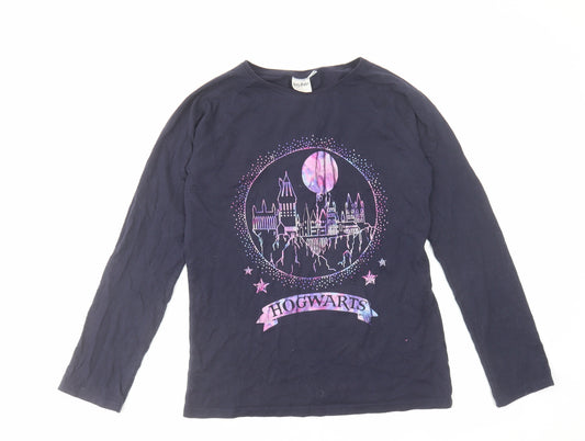 Harry Potter Girls Purple Cotton Basic T-Shirt Size 11-12 Years Round Neck Pullover - Harry Potter - Hogwarts