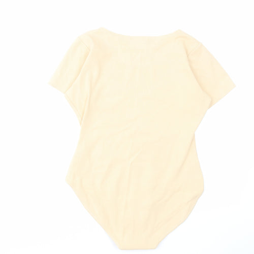 Complete Essentias Womens Ivory Cotton Bodysuit One-Piece Size 12 Snap