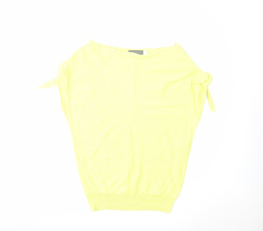 Mint Velvet Womens Yellow Boat Neck Cotton Pullover Jumper Size XS