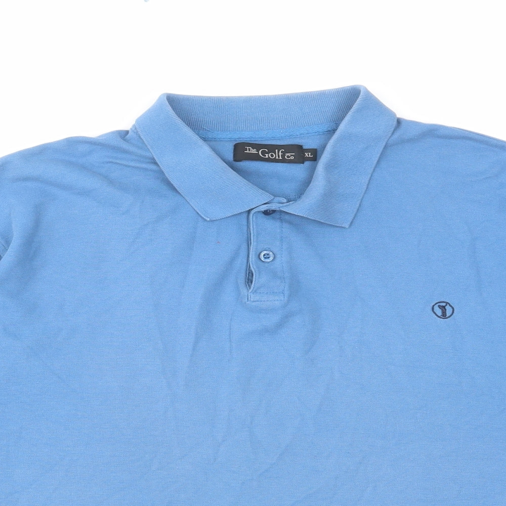 The Golf Co Mens Blue Cotton Polo Size XL Collared Button