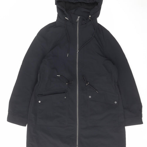 Marks and Spencer Womens Black Parka Coat Size 14 Zip