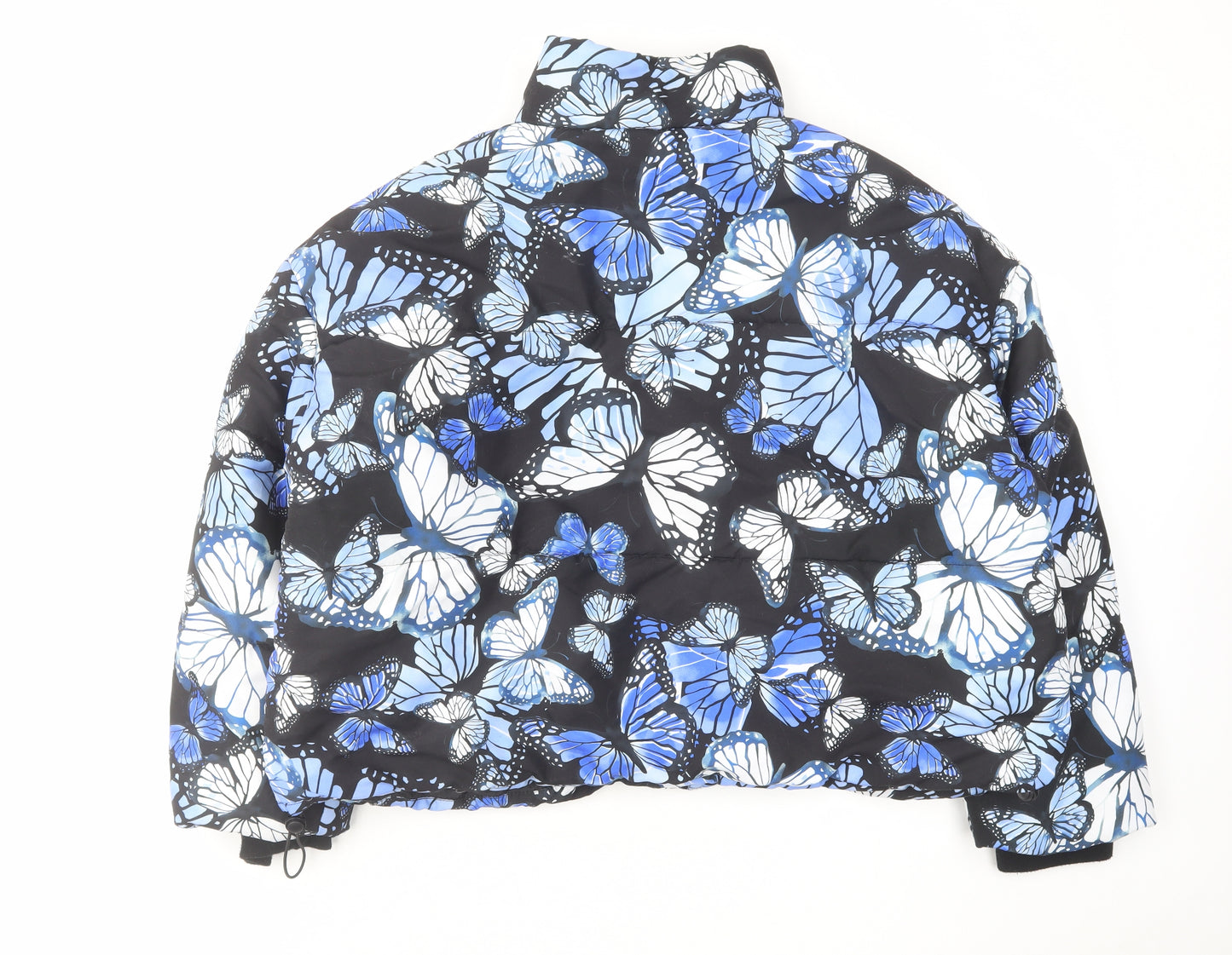 Marks and Spencer Womens Blue Floral Jacket Size 18 Zip - Butterfly Print
