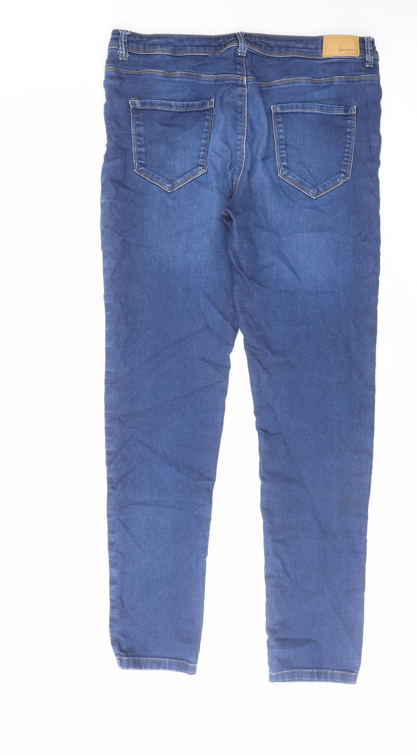 Springfield Womens Blue Cotton Skinny Jeans Size 16 L20 in Regular Zip