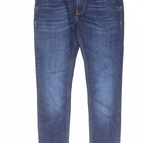 River Island Mens Blue Cotton Straight Jeans Size 30 in L30 in Regular Zip