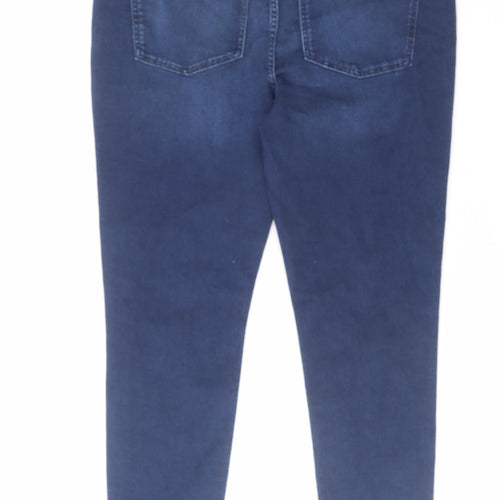 Marks and Spencer Womens Blue Cotton Skinny Jeans Size 16 L28 in Regular Zip