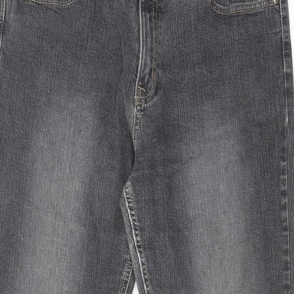 Marks and Spencer Womens Grey Cotton Bootcut Jeans Size 20 L30 in Regular Zip