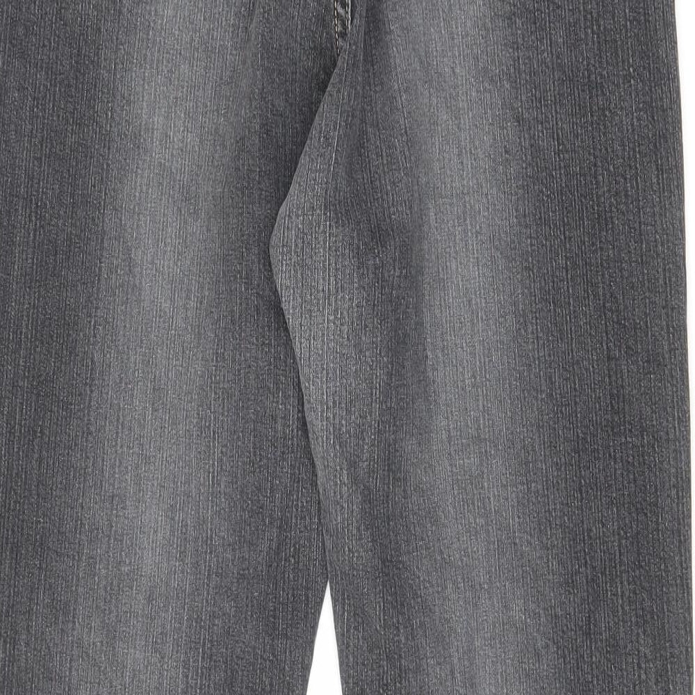 Marks and Spencer Womens Grey Cotton Bootcut Jeans Size 20 L30 in Regular Zip