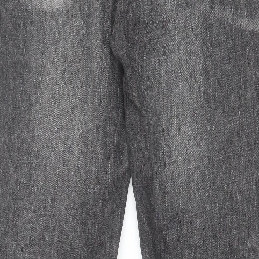 River Island Mens Grey Cotton Straight Jeans Size 32 in L34 in Regular Zip