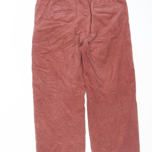 Marks and Spencer Womens Pink Cotton Trousers Size 16 L27 in Regular Zip
