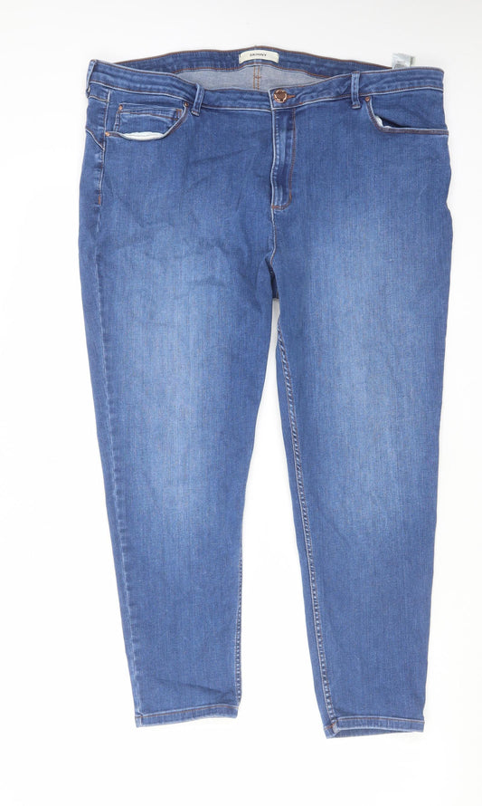 Marks and Spencer Womens Blue Cotton Skinny Jeans Size 20 L26 in Regular Zip