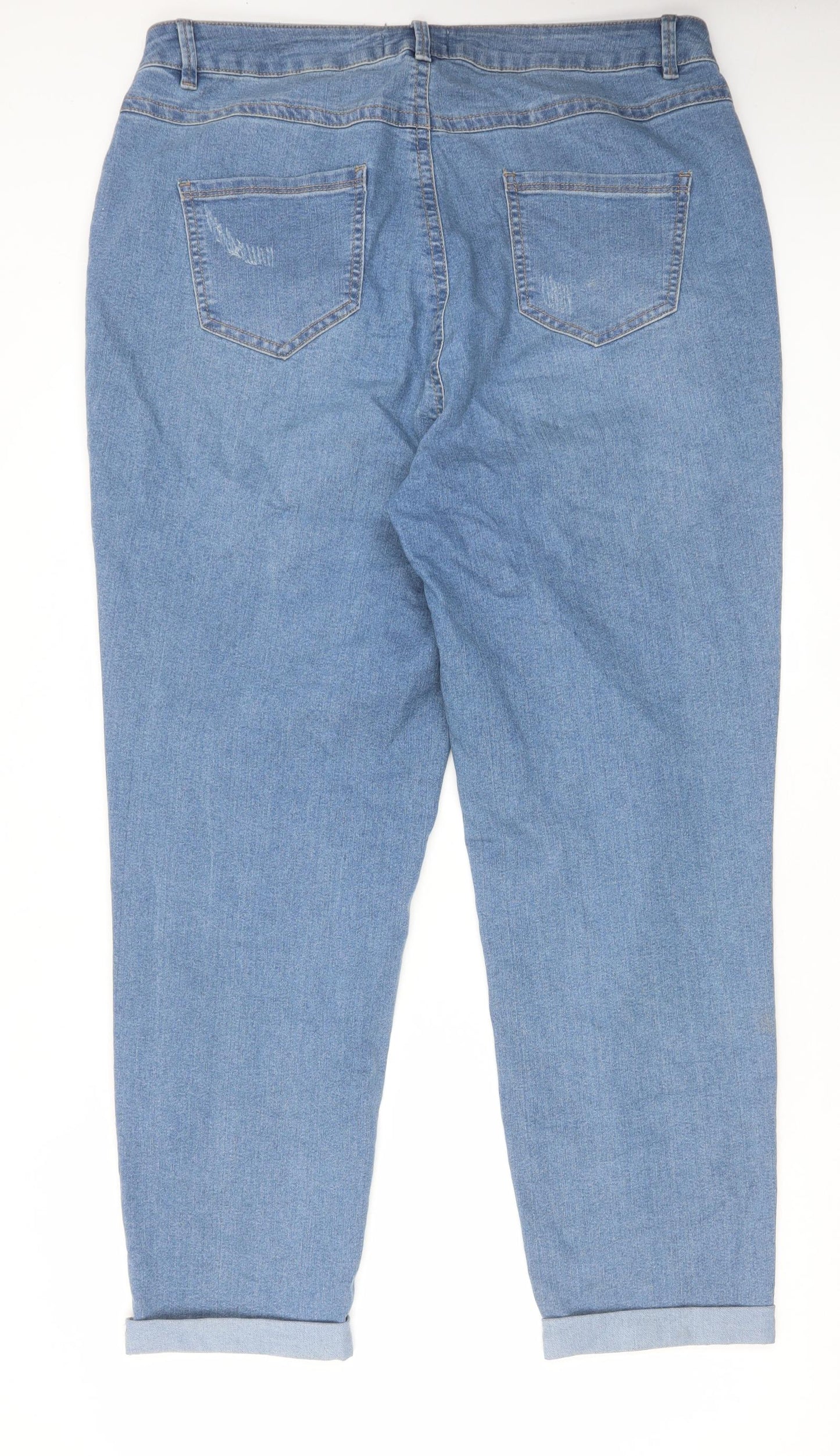 New Look Womens Blue Cotton Mom Jeans Size 20 L28 in Regular Zip