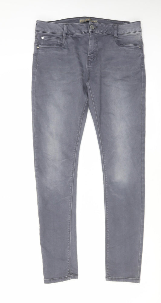 F&F Womens Grey Cotton Skinny Jeans Size 32 in L28 in Regular Zip