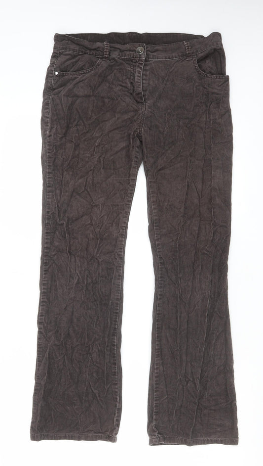 Marks and Spencer Womens Brown Cotton Trousers Size 10 L29 in Regular Zip
