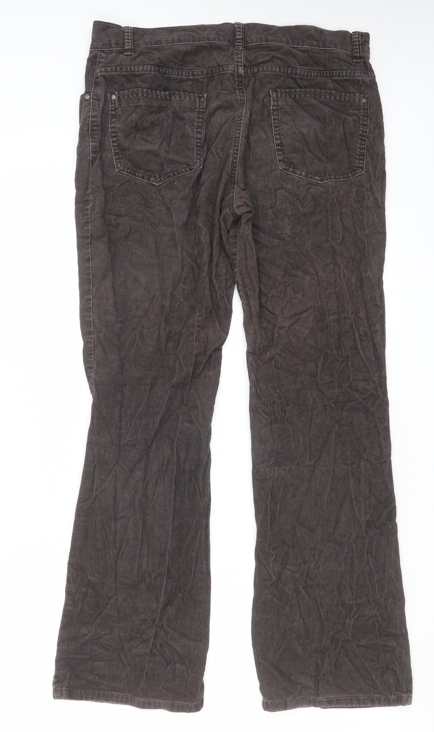 Marks and Spencer Womens Brown Cotton Trousers Size 10 L29 in Regular Zip