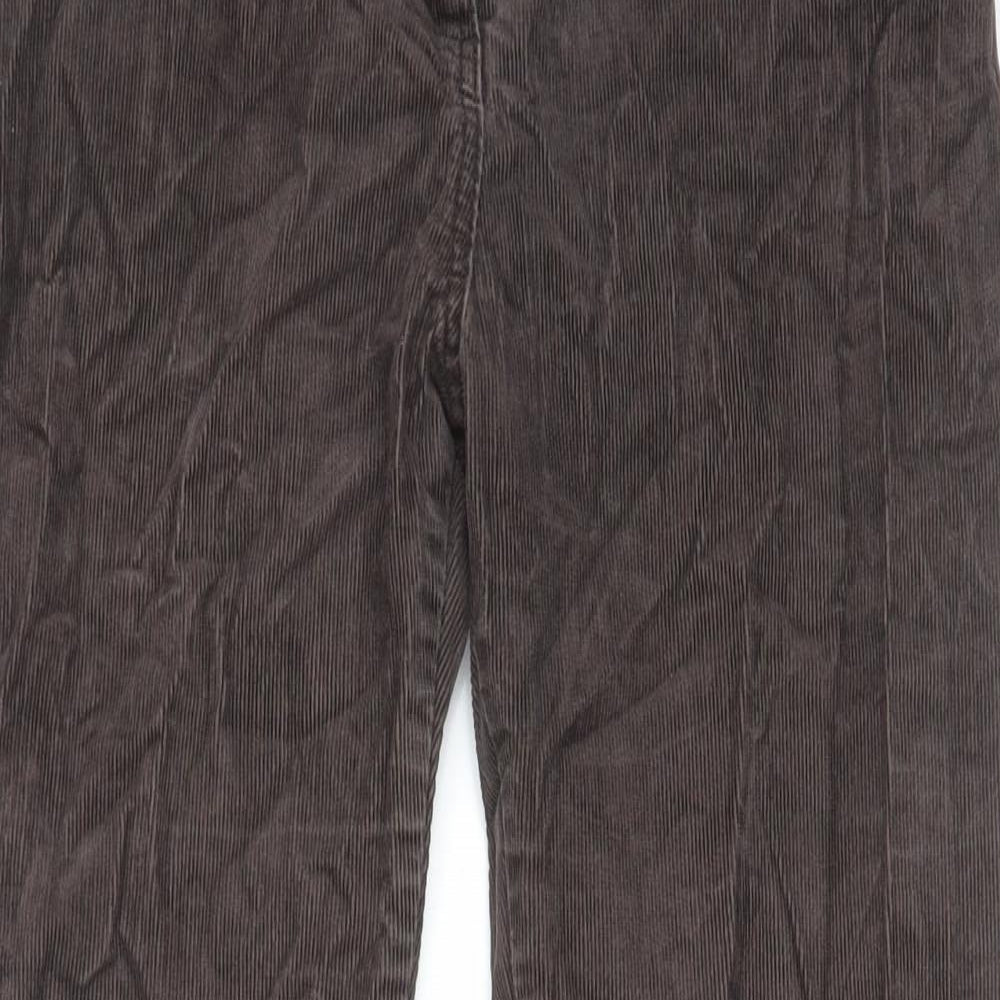 Marks and Spencer Womens Brown Cotton Trousers Size 10 L29 in Regular Zip