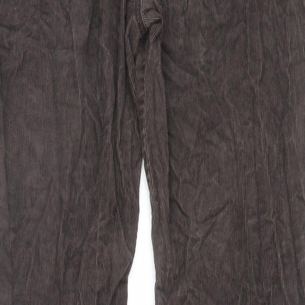 Marks and Spencer Womens Brown Cotton Trousers Size 10 L29 in Regular Zip