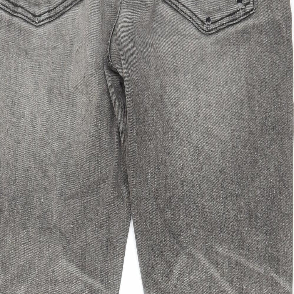 American Eagle Outfitters Mens Grey Cotton Straight Jeans Size 32 in L30 in Regular Zip