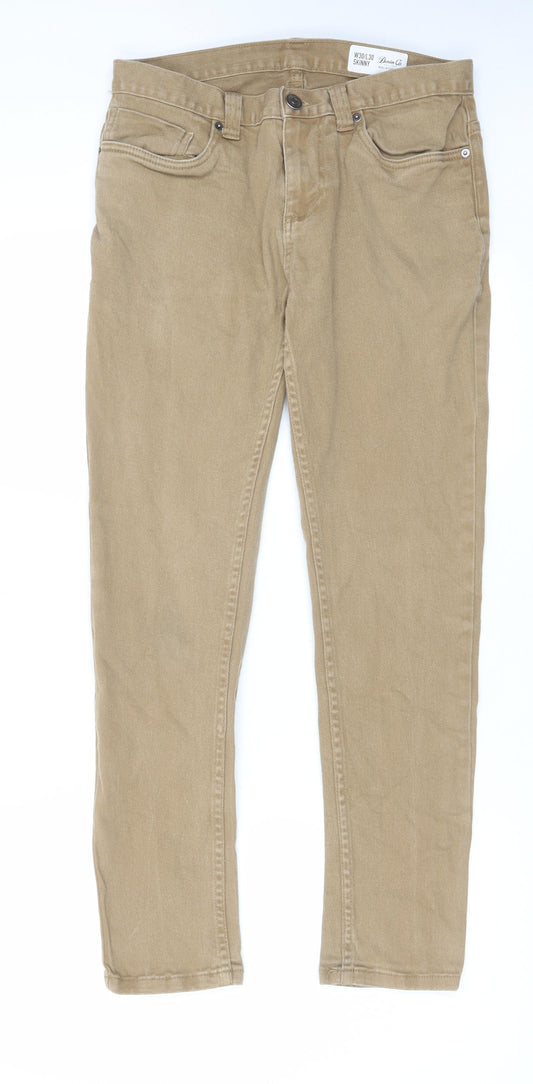 Denim & Co. Mens Beige Cotton Skinny Jeans Size 30 in L30 in Slim Zip