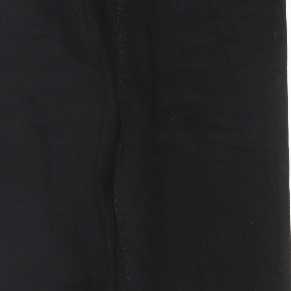 Marks and Spencer Womens Black Cotton Straight Jeans Size 14 L28 in Regular Zip