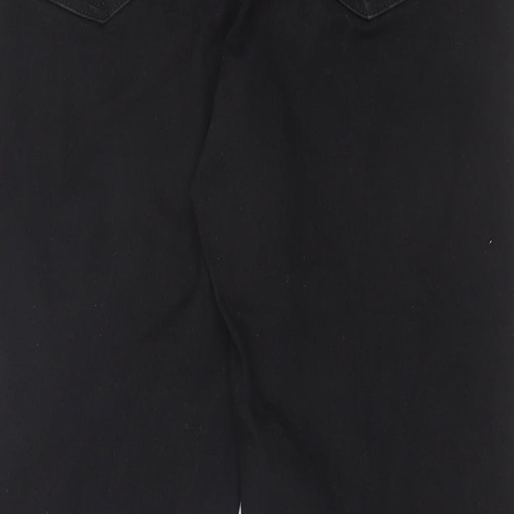 Marks and Spencer Womens Black Cotton Straight Jeans Size 14 L28 in Regular Zip