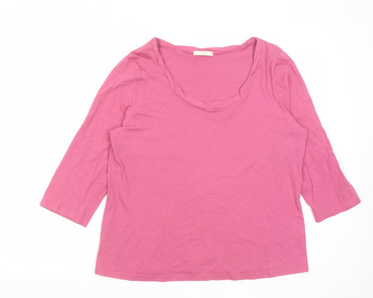 Marks and Spencer Womens Pink Cotton Basic T-Shirt Size 20 Scoop Neck