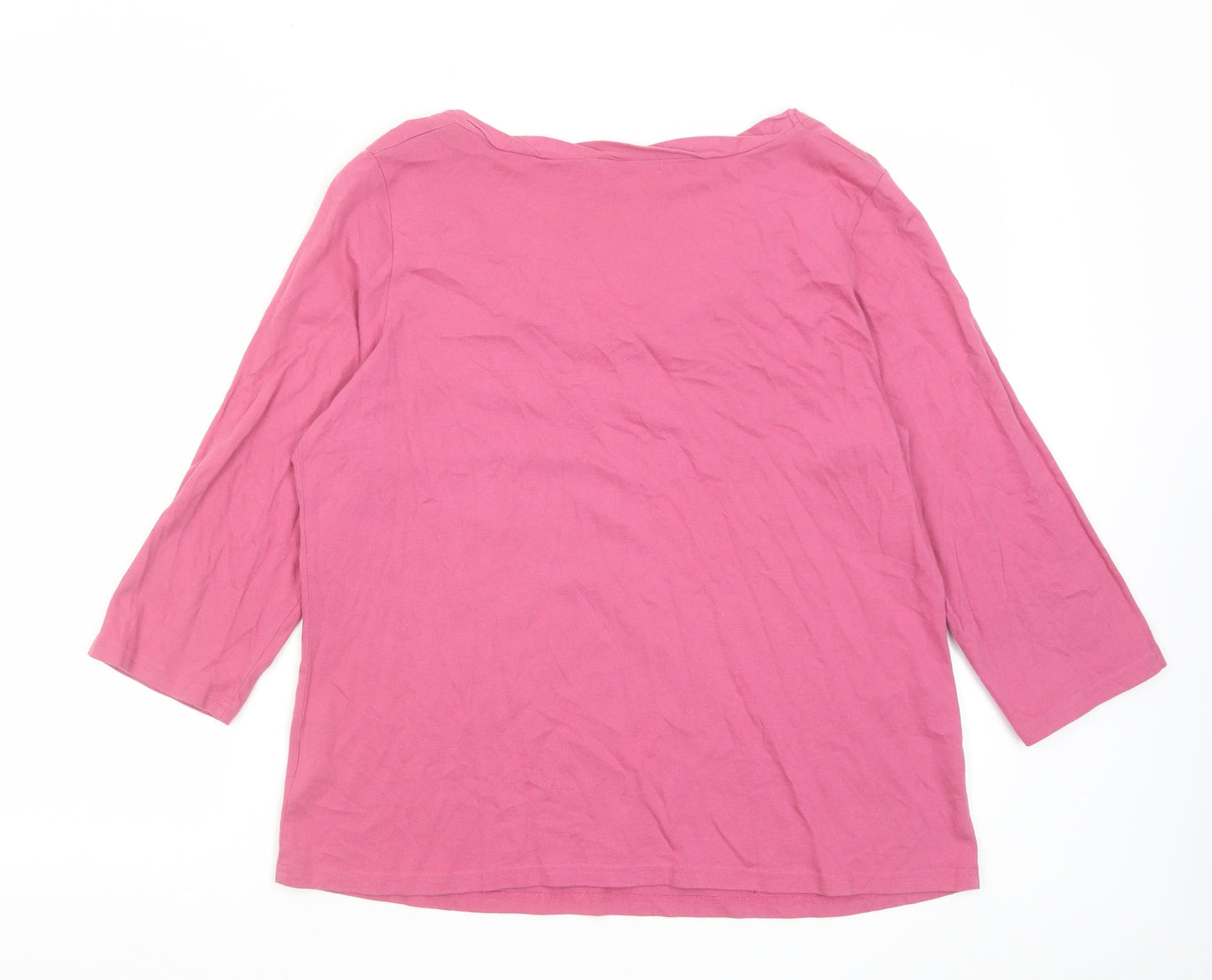 Marks and Spencer Womens Pink Cotton Basic T-Shirt Size 20 Scoop Neck