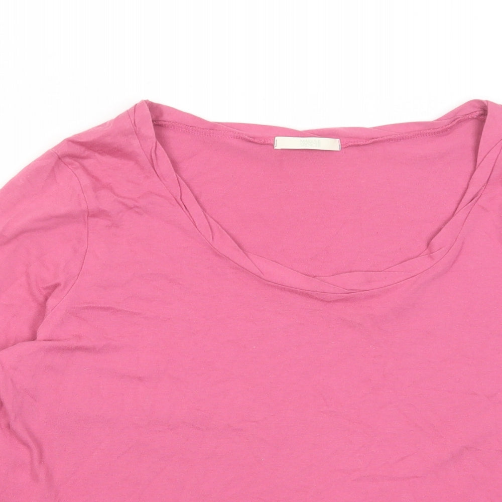 Marks and Spencer Womens Pink Cotton Basic T-Shirt Size 20 Scoop Neck