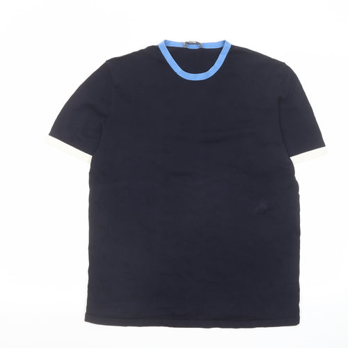 COS Mens Blue Cotton T-Shirt Size L Crew Neck