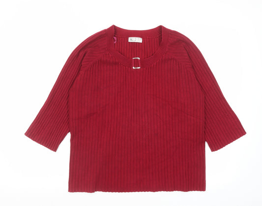 BHS Womens Red Round Neck Viscose Pullover Jumper Size 22