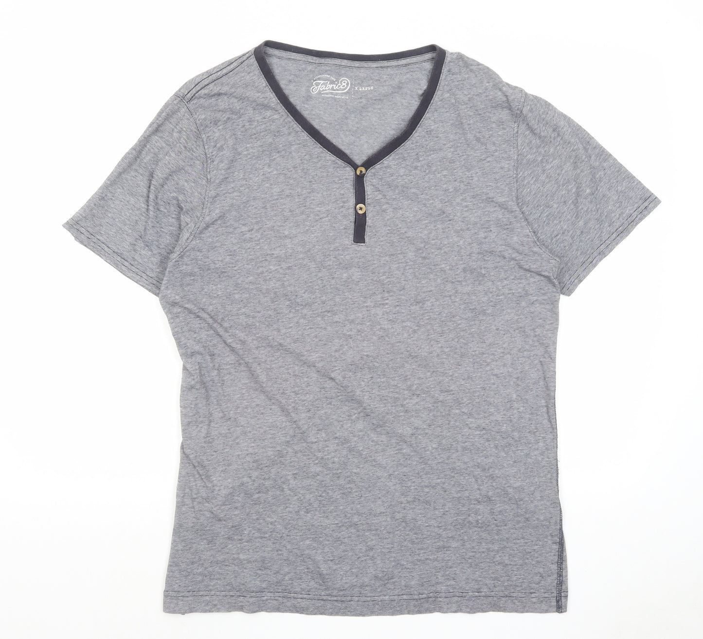 Fabric8 Mens Grey Cotton T-Shirt Size XL V-Neck