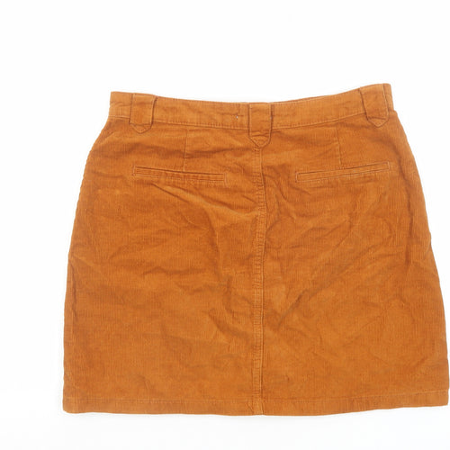 TU Womens Brown Cotton A-Line Skirt Size 10 Button