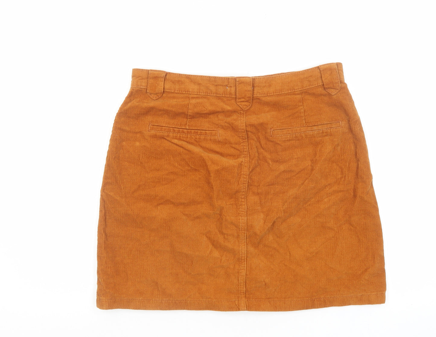 TU Womens Brown Cotton A-Line Skirt Size 10 Button