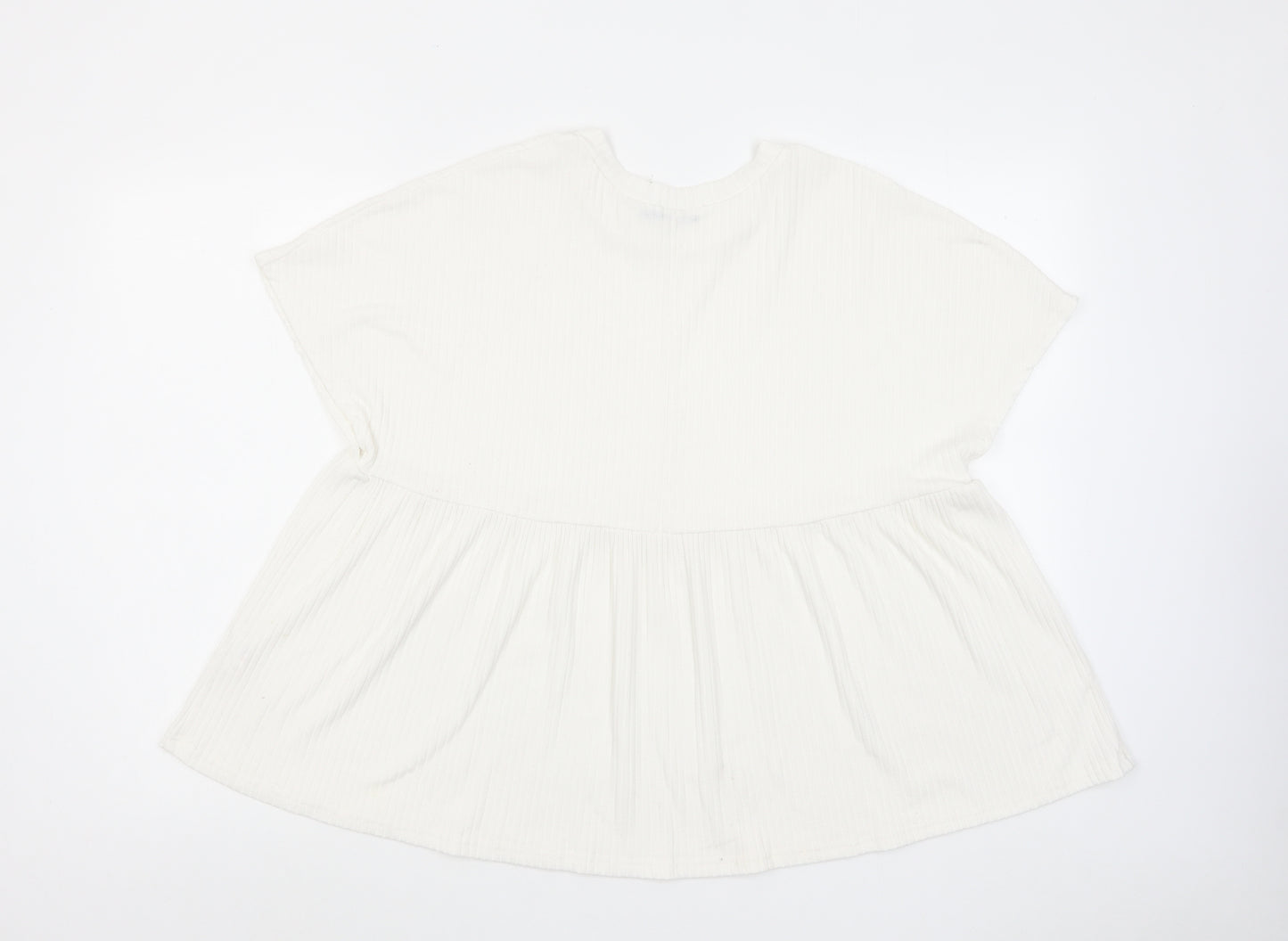 Boohoo Womens White Polyester Basic T-Shirt Size 8 Round Neck